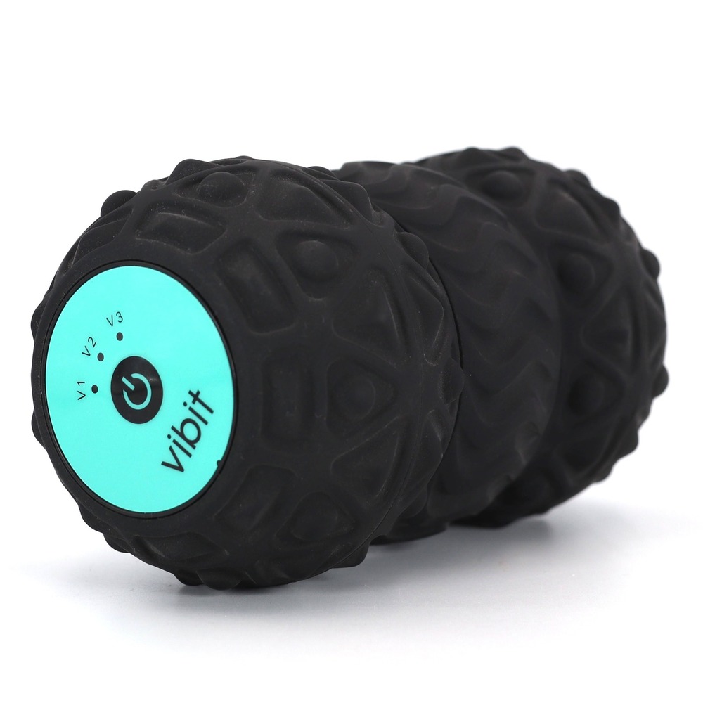 Vibit Vibrating Massage Roller Black Portable Deep Tissue Recovery Gym